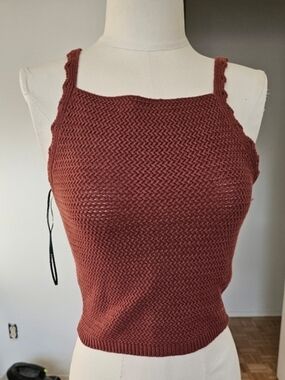 Women's Knit Square Neck Tank Top in Rust